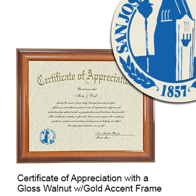 San Jose State University Certificate with Frame