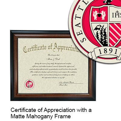 Seattle University Certificate with Frame