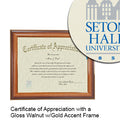 Seton Hall University Certificate with Frame