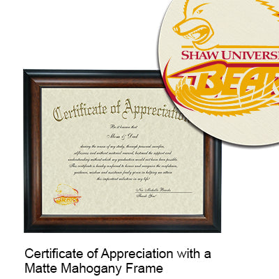 Shaw University Certificate with Frame