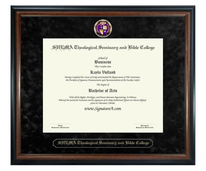 SHEMA Theological Seminary and Bible College Diploma Frame (SN)