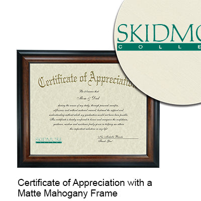 Skidmore College Certificate with Frame