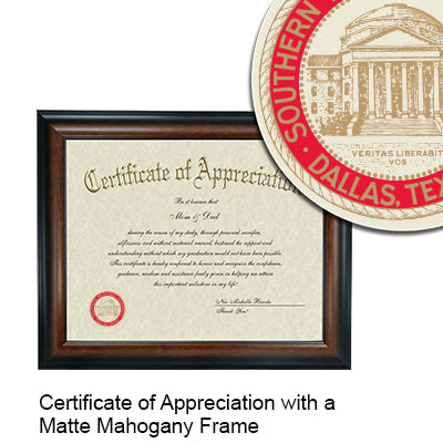 Southern Methodist University School of Law Certificate with Frame