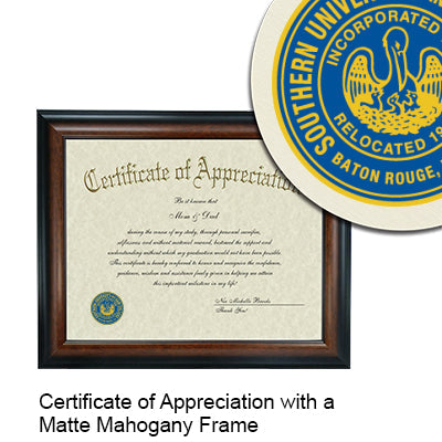 Southern University and A&M College Certificate with Frame