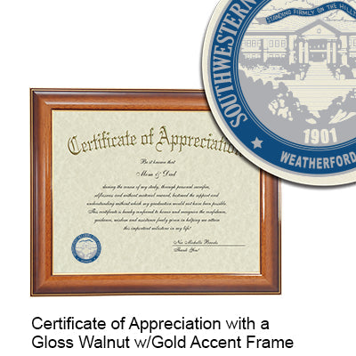 Southwestern Oklahoma State University Certificate with Frame