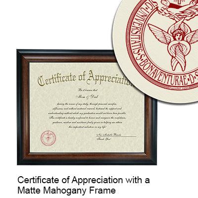 St. Bonaventure University Certificate with Frame