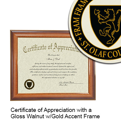 St. Olaf College Certificate with Frame