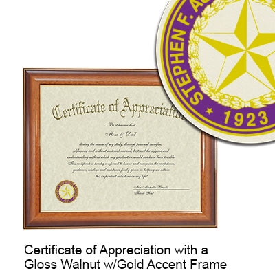 Stephen F. Austin State University Certificate with Frame