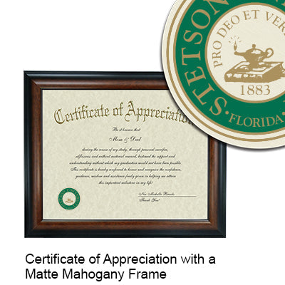 Stetson University Certificate with Frame