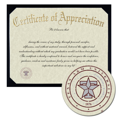 Texas A&M Health Science Center - School of Public Health Certificate of Appreciation