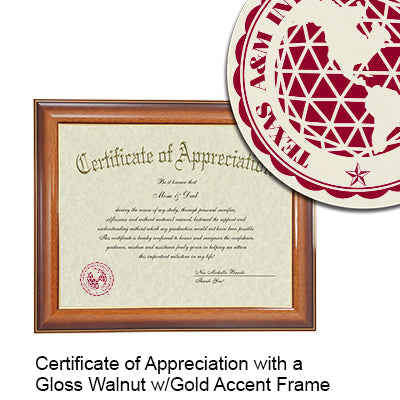 Texas A&M International University Certificate with Frame