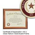 Texas State University Certificate with Frame