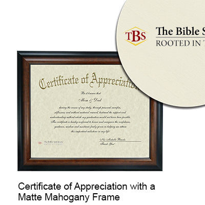 The Bible Seminary Certificate with Frame