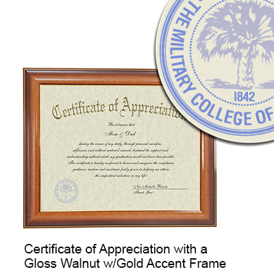 The Citadel Certificate with Frame