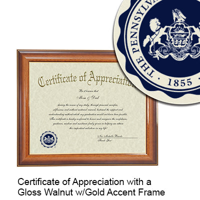The Pennsylvania State University Certificate with Frame