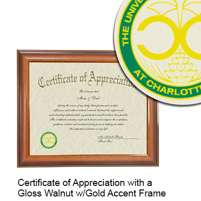 The University of North Carolina at Charlotte Certificate with Frame