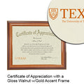 The University of Texas at Austin Certificate with Frame
