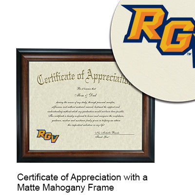 The University of Texas Rio Grande Valley Certificate with Frame