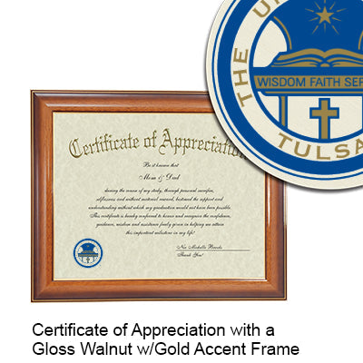 The University of Tulsa Certificate with Frame