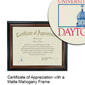 University of Dayton Certificate with Frame