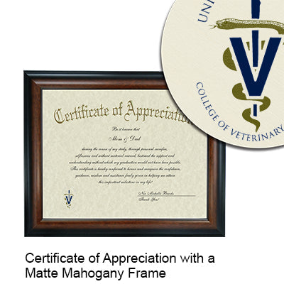 University of Florida College of Veterinary Medicine Certificate with Frame