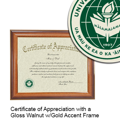 University of Hawaii at M noa  Certificate with Frame