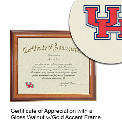 University of Houston Certificate with Frame