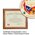 University of Louisiana at Lafayette Certificate with Frame