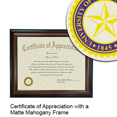 University of Mary Hardin-Baylor Certificate with Frame