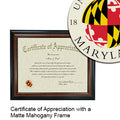 University of Maryland Certificate with Frame