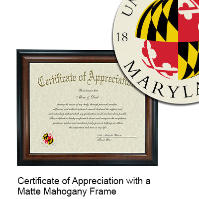 University of Maryland Certificate with Frame
