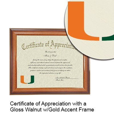 University of Miami Certificate with Frame