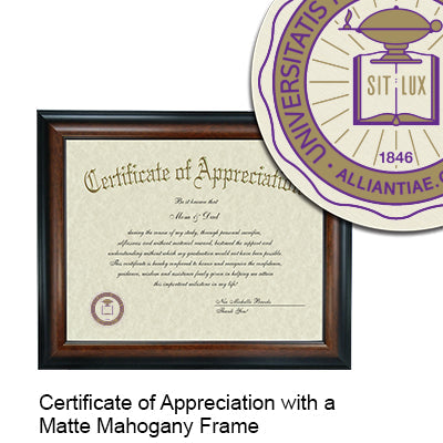 University of Mount Union Certificate with Frame