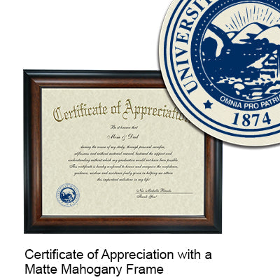 University of Nevada, Reno School of Medicine Certificate with Frame