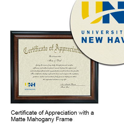 University of New Haven Certificate with Frame
