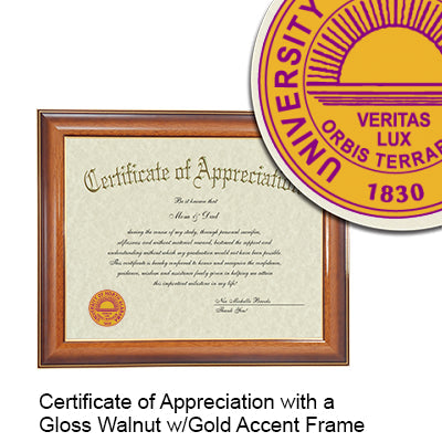 University of North Alabama Certificate with Frame