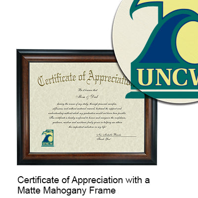 University of North Carolina Wilmington Certificate with Frame