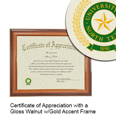 University of North Texas Certificate with Frame