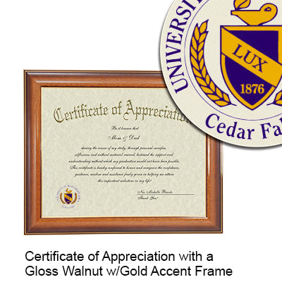 University of Northern Iowa Certificate with Frame