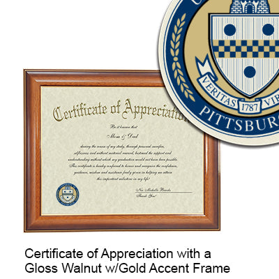 University of Pittsburgh Certificate with Frame