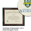 University of Rochester Certificate with Frame
