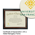 University of San Francisco Certificate with Frame