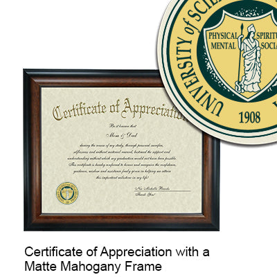 University of Science and Arts of Oklahoma Certificate with Frame