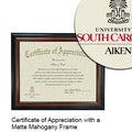 University of South Carolina Aiken Certificate with Frame