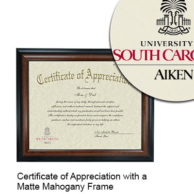 University of South Carolina Aiken Certificate with Frame