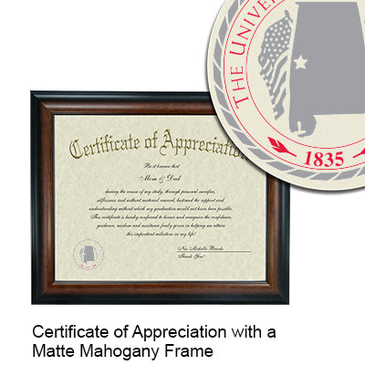 University of West Alabama Certificate with Frame
