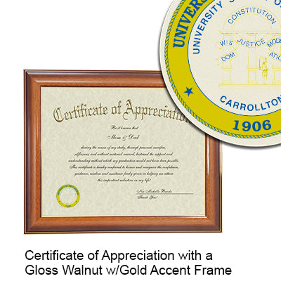 University of West Georgia Certificate with Frame