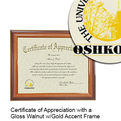 University of Wisconsin - Oshkosh Certificate with Frame