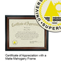 University of Wisconsin - Superior Certificate with Frame