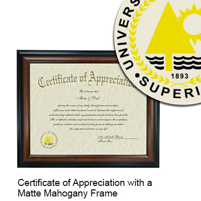 University of Wisconsin - Superior Certificate with Frame